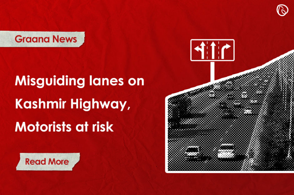 Misguiding lanes on Kashmir Highway, motorists at risk