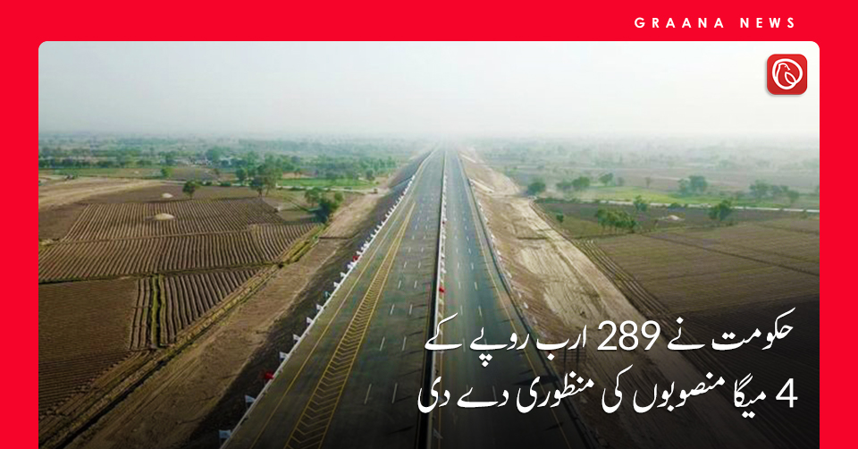 حکومت نے 289 ارب روپے کے 4 میگا منصوبوں کی منظوری دے دی