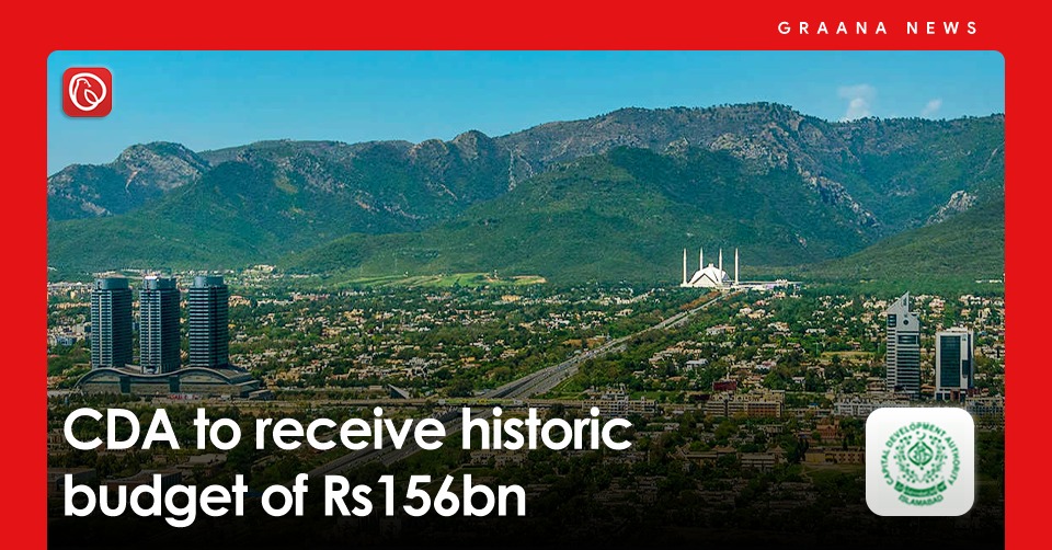 CDA to receive historic budget of Rs156bn