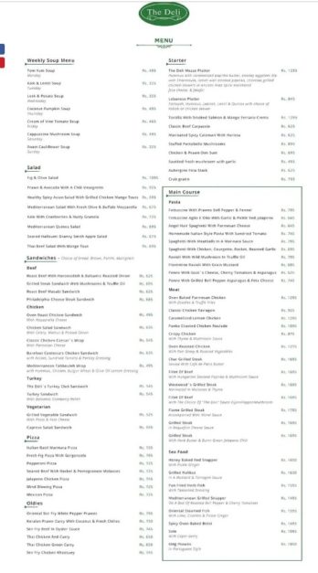 The Deli Restaurant Menu