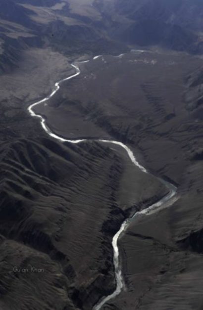 Stream of Indus River flowing through the mountains - National Symbols of Pakistan