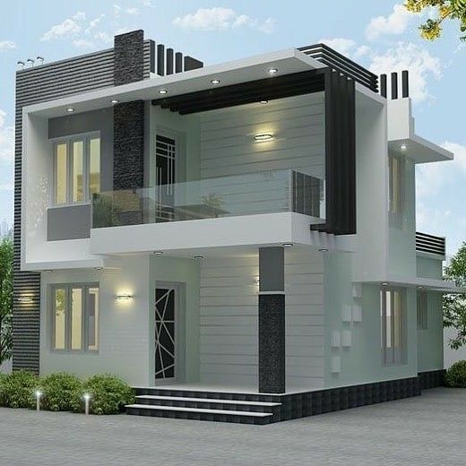 White and Dark Grey theme for 5 Marla House Design in Pakistan