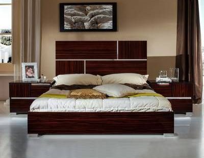 mahogany coloured bedroom furniture with gold minimal details