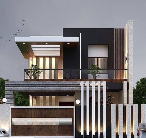 Black and Dark Brown Design for 5 Marla Corner House in Pakistan