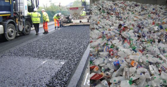 A mix of sustainable road construction technology and climate mitigation – plastic roads originated as an experimentative idea in India back in 2001.