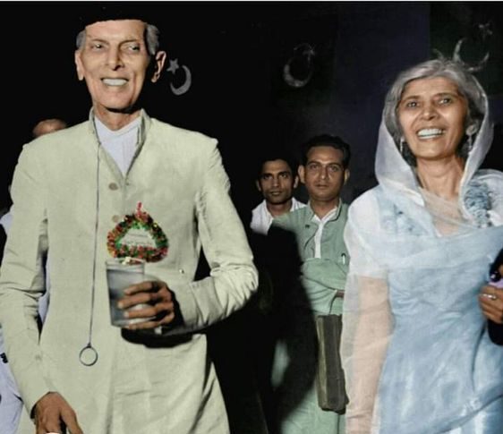 Muhammad Ali Jinnah and Fatima Jinnah smiling as National Heroes - National Symbols of Pakistan
