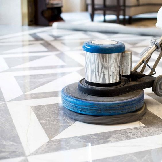 Marble floor being polished