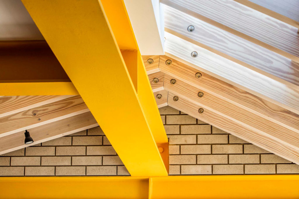 Yellow steel beam used in a house