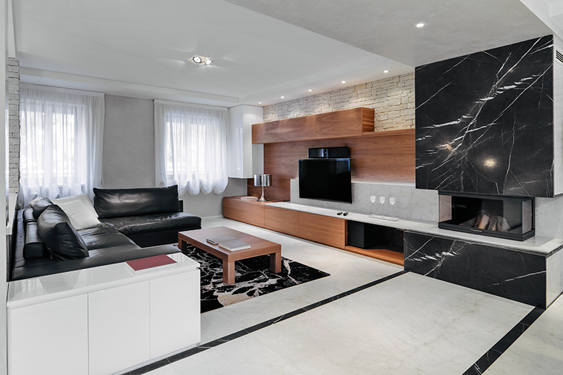 Marble can be used to create a partition between rooms.