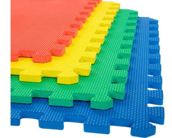 multicoloured waterproof flooring foam tiles stacked 