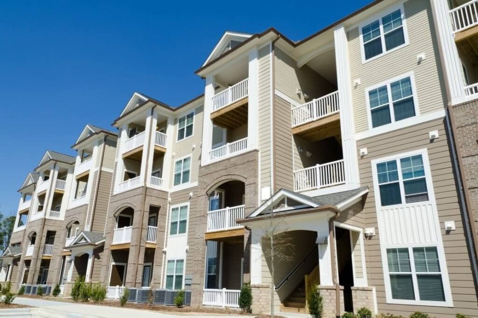 A row of residential four storey buildings representing Type B buildings