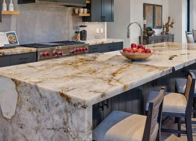a marble kitchen island design