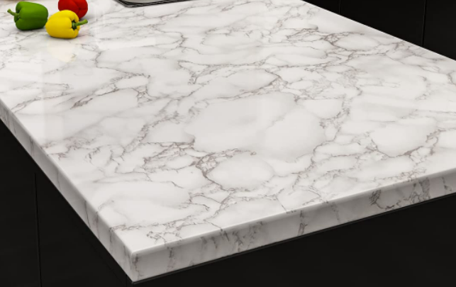 a white coloured marble kitchen countertop