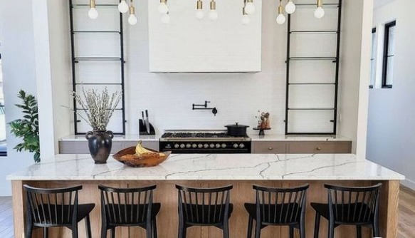 a rectangular kitchen island design with seating