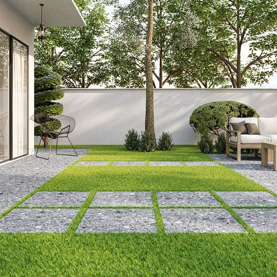 landscaping in lawn space on ground floor portion 