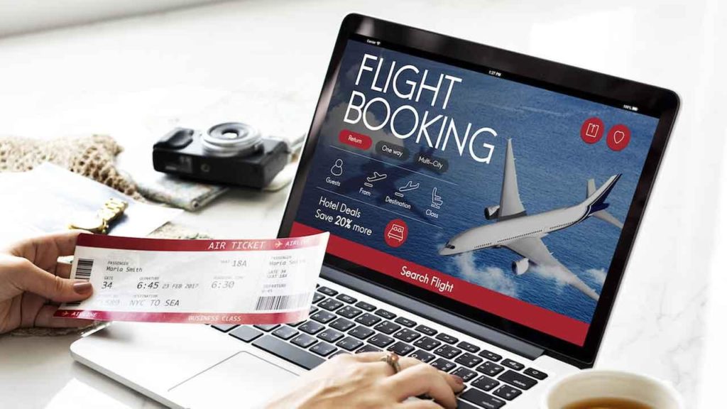 Flight Booking on a Laptop