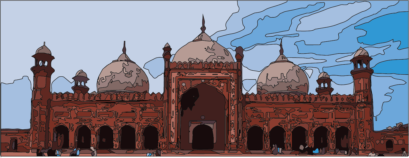 Illustration of the Badshahi Mosque in Lahore