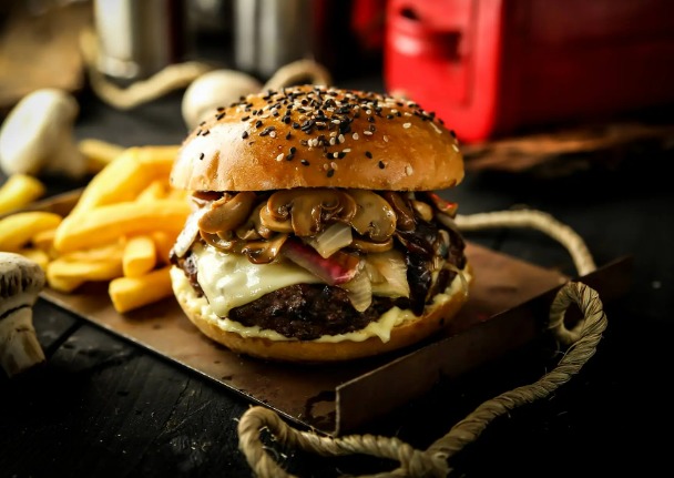 Beef Mushroom Burger at Oh My Grill in Karachi