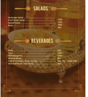 Qabail Restaurant Menu Card