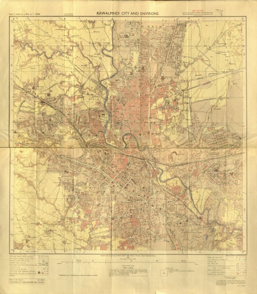 Old map of Rawalpindi representing Punjab land record