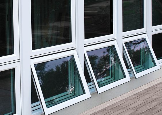 a row of white frames window