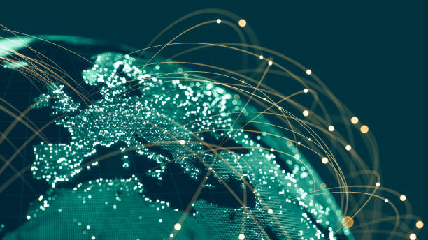 دنیا کے نقشے پر ڈیجیٹل روابط کے نشانات