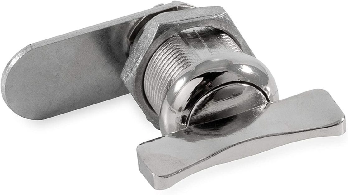 a silver cam lock