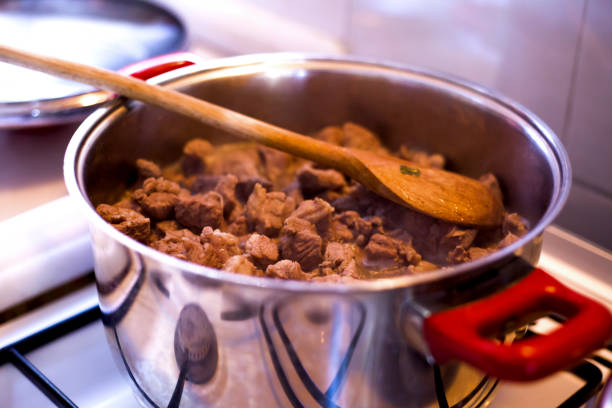 Braised Meat being cooked in the Pot.