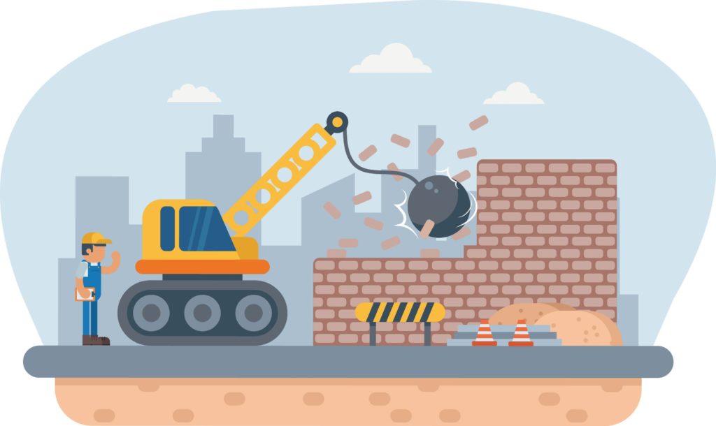 Illustration of a wrecking ball on an anti-encroachment drive