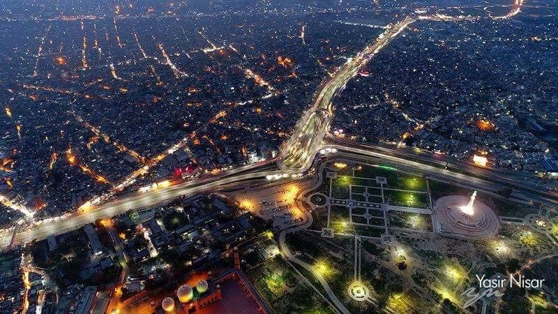 Drone shot of Lahore showing how the city bylaws have retarded vertical development
