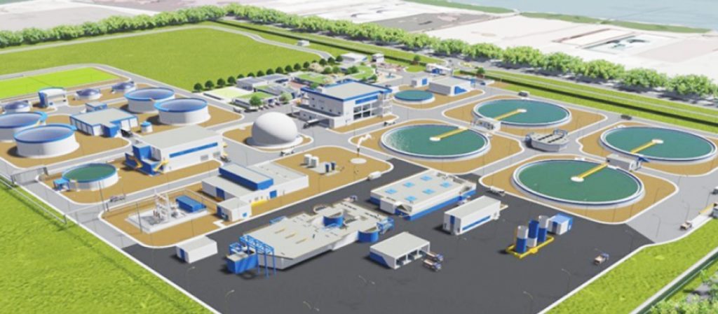 An illustration of a water filtration plant