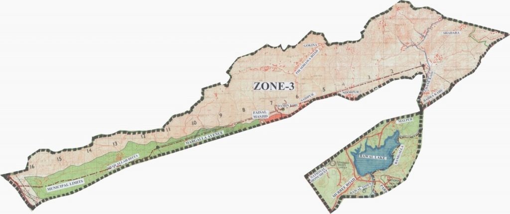 Magnified image of Zone III of Islamabad 