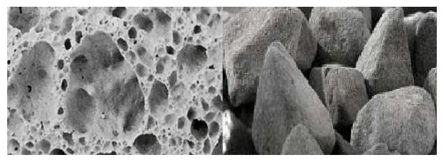 collage of microscopic and regular image of Manufactured aggregate