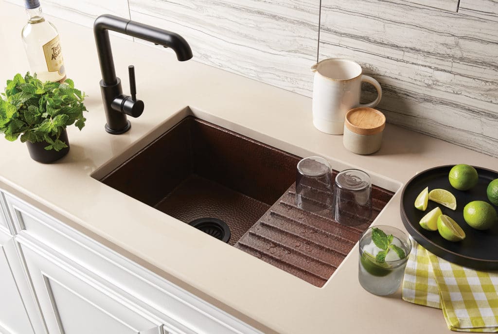 a brown coloured prep sink