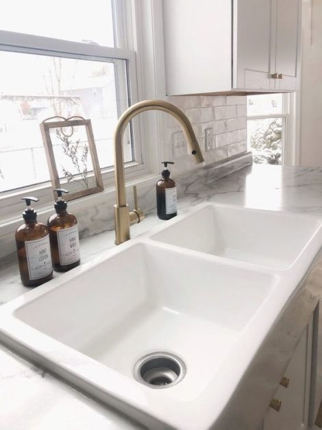 a porcelain top mount kitchen sink