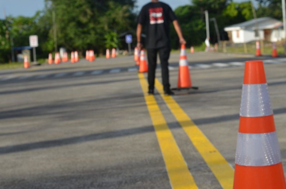 Traffic cones are used in the in the driving schools.