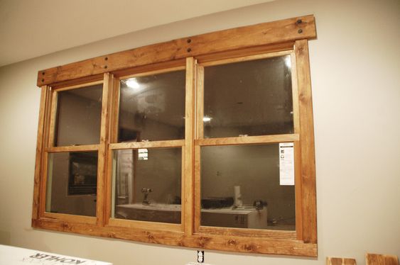 wooden frame window with glass panels