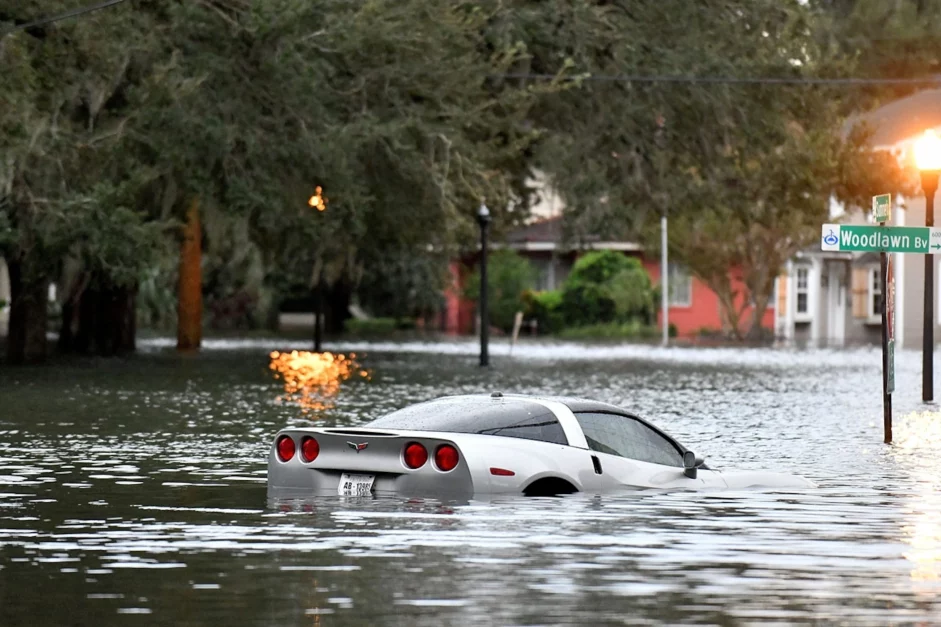 A flood is an excessive overflow of water that can cause mass destruction.