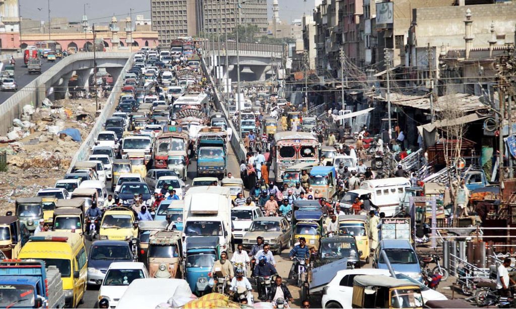 Traffic Jam on the Roads of Karachi