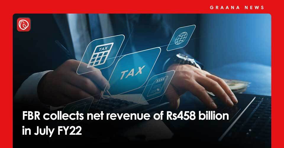 FBR collects net revenue of Rs458 billion in July FY22. For more information, visit Graana News.