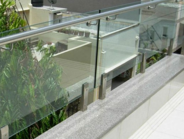 steel and glass railing of a terrace