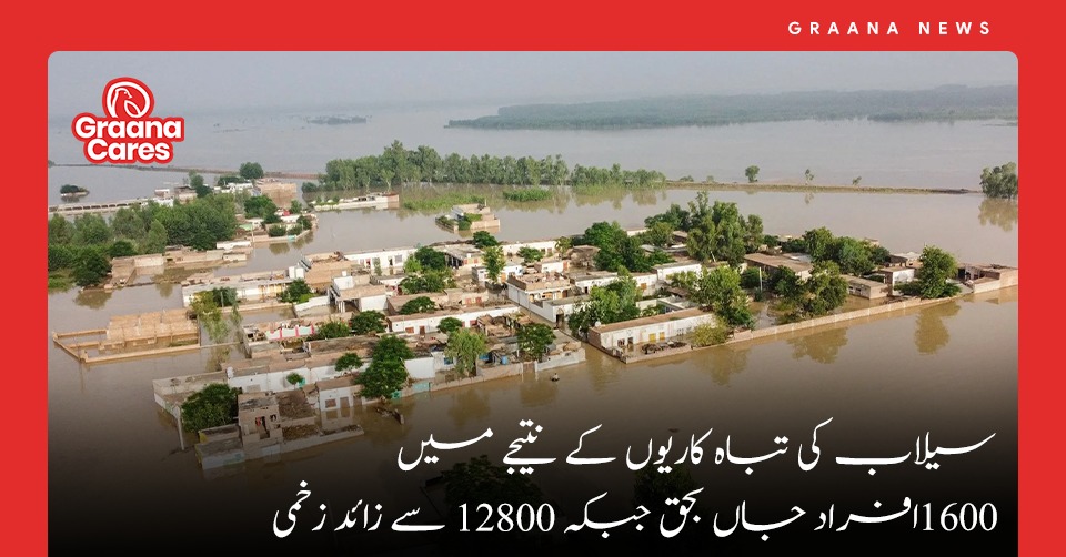 سیلاب کی تباہ کاریوں کے نتیجے میں 1600 افراد جاں بحق جبکہ 12800 سے زائد زخمی