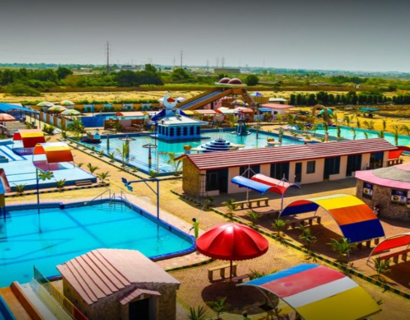 Drone view of paradise water park karachi