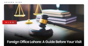 Picture showing legal books and gavel to represent Foreign Office Lahore