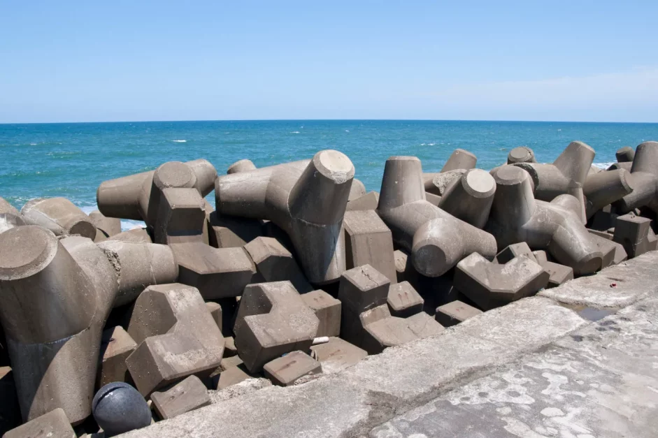 China Port Karachi - Close up picture of concrete tetrapod blocks