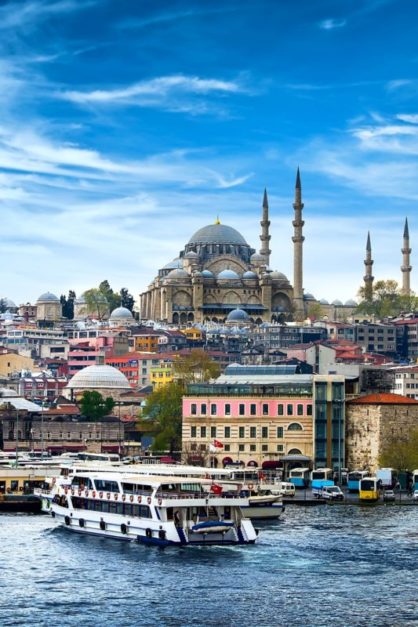 Blue Mosque and a river in Istanbul