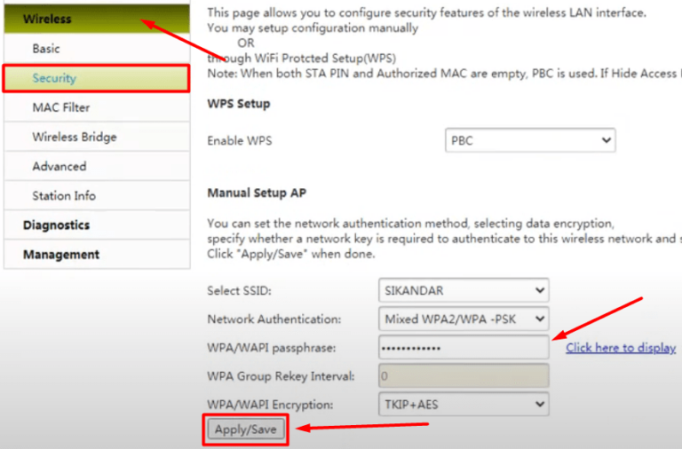 Wireless and Security option image 