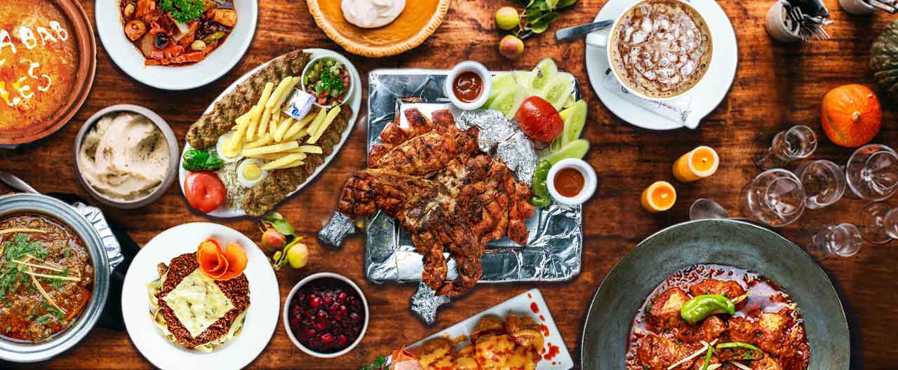 a variety of dishes served on a table 