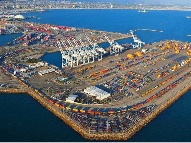 cargos and machineries at Gwadar port city surrounded by arabian sea