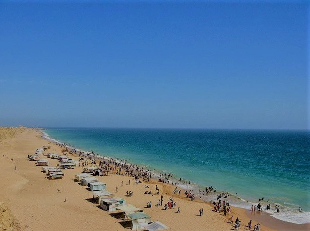 An aerial view of French Beach Karachi